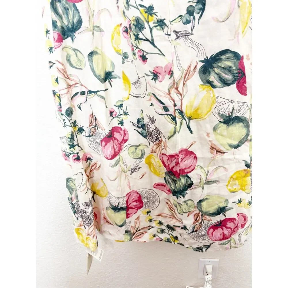 Abercrombie & Fitch Premium Linen High Neck Maxi Dress Size LP Vegetable Print